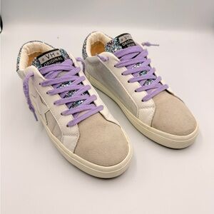 Vintage Havana Aila Iridescent & Multi Mix Glitter Star Cozy St Sneakers | 8